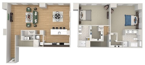 Floor plan for 2 beds, 2.5 baths, 1795 sqft